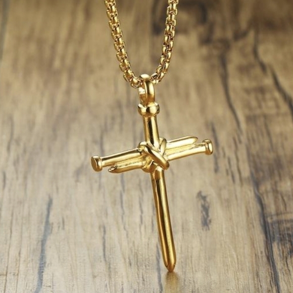 💐3 For $15💐 Pendant w/chain--3:16 Nails & Rope Cross - Picture 4 of 5